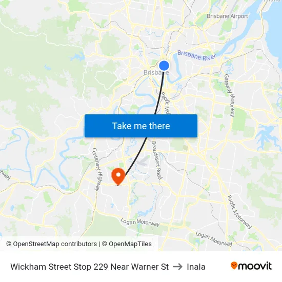 Wickham Street Stop 229 Near Warner St to Inala map