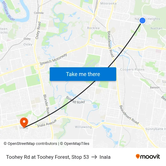 Toohey Rd at Toohey Forest, Stop 53 to Inala map