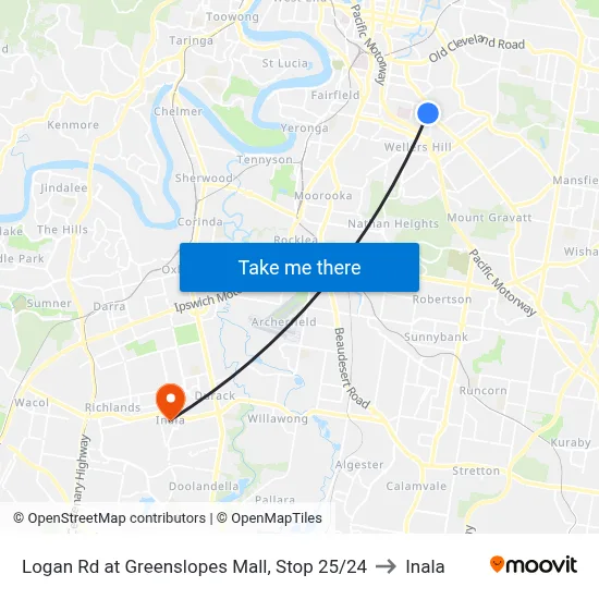 Logan Rd at Greenslopes Mall, Stop 25/24 to Inala map