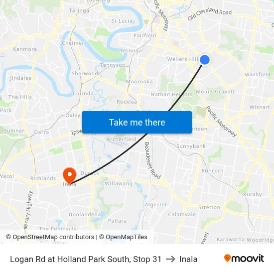 Logan Rd at Holland Park South, Stop 31 to Inala map