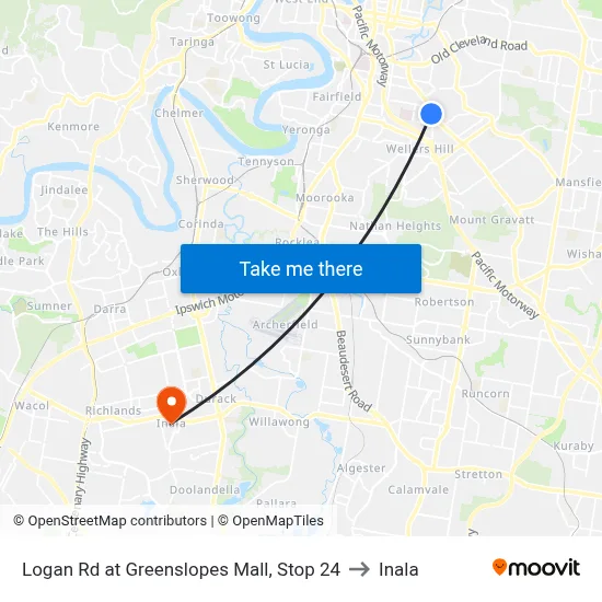 Logan Rd at Greenslopes Mall, Stop 24 to Inala map