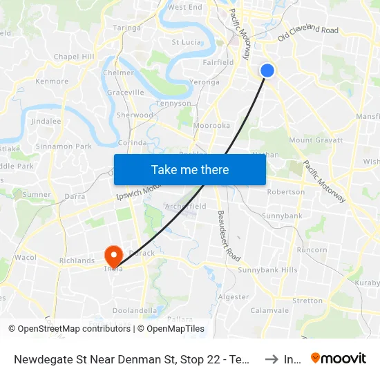 Newdegate St Near Denman St, Stop 22 - Temp Closure to Inala map