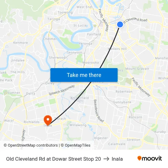 Old Cleveland Rd at Dowar Street Stop 20 to Inala map