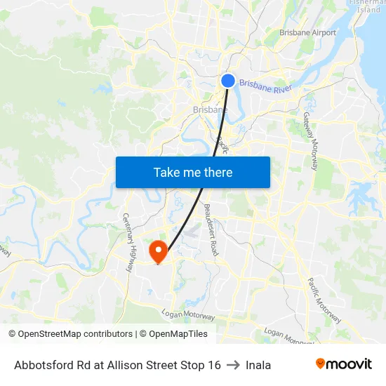 Abbotsford Rd at Allison Street Stop 16 to Inala map