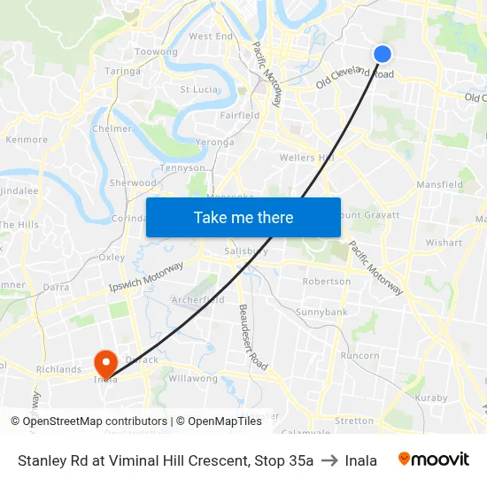 Stanley Rd at Viminal Hill Crescent, Stop 35a to Inala map