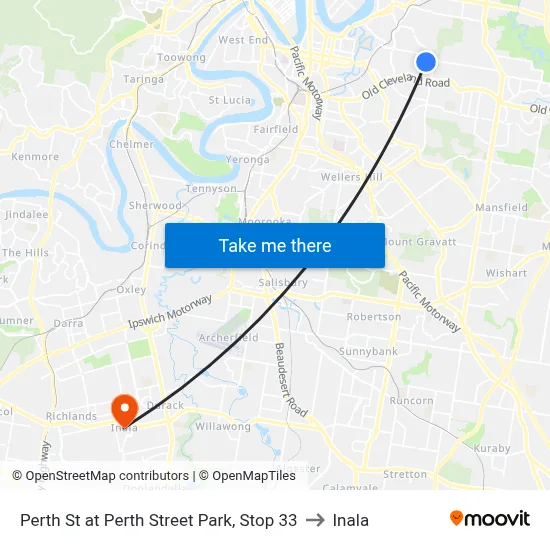 Perth St at Perth Street Park, Stop 33 to Inala map