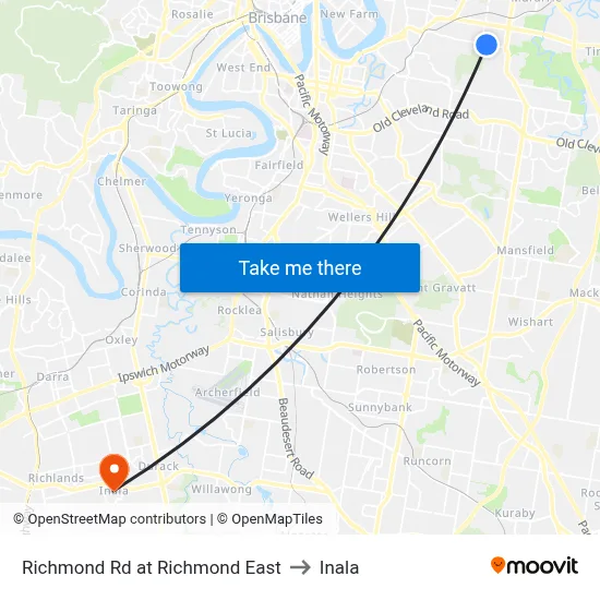 Richmond Rd at Richmond East to Inala map
