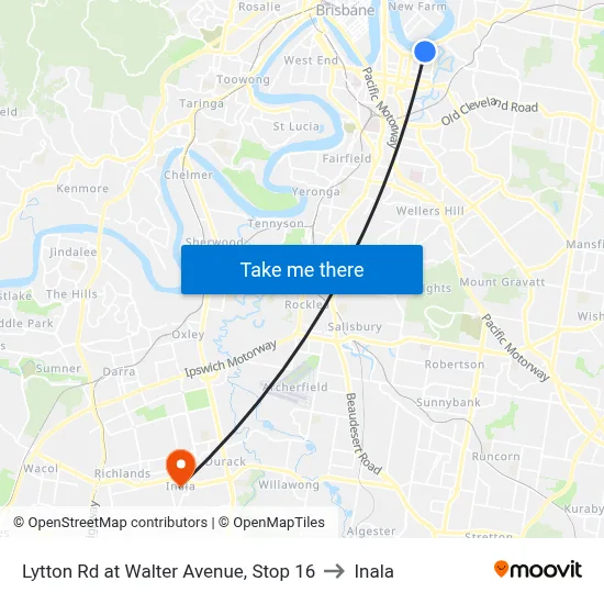 Lytton Rd at Walter Avenue, Stop 16 to Inala map