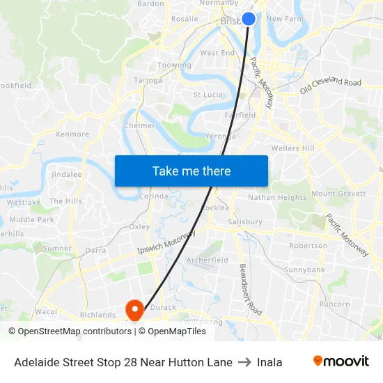 Adelaide Street Stop 28 Near Hutton Lane to Inala map