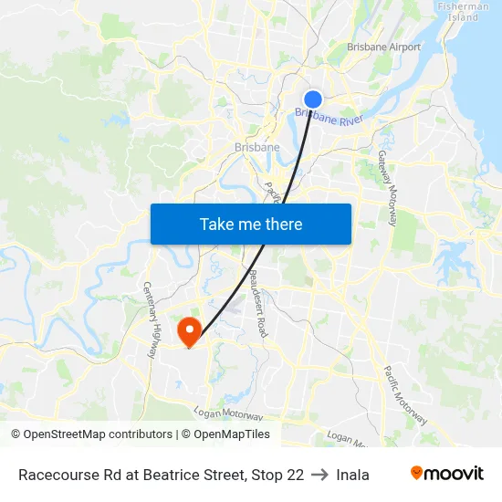 Racecourse Rd at Beatrice Street, Stop 22 to Inala map