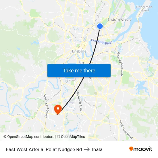 East West Arterial Rd at Nudgee Rd to Inala map