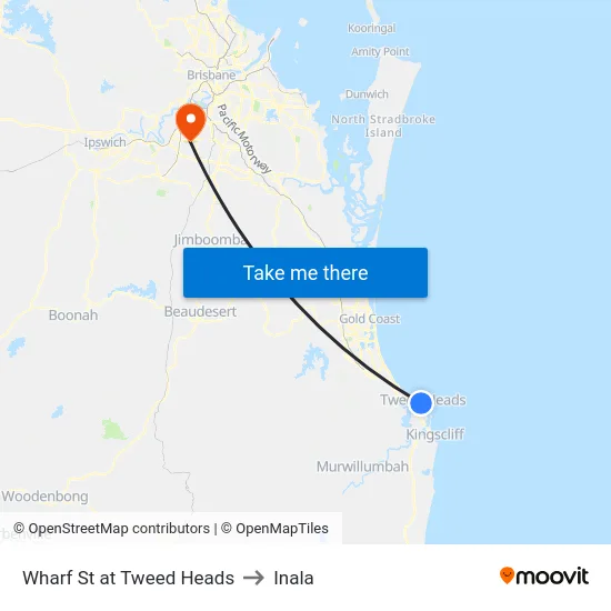 Wharf St at Tweed Heads to Inala map