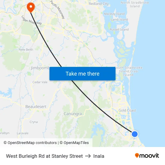 West Burleigh Rd at Stanley Street to Inala map