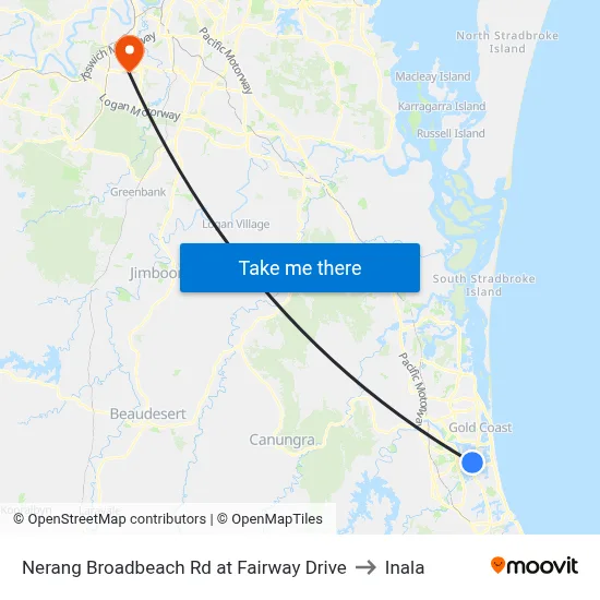 Nerang Broadbeach Rd at Fairway Drive to Inala map