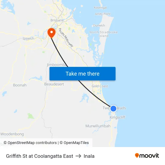 Griffith St at Coolangatta East to Inala map