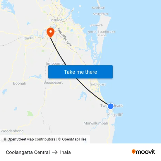 Coolangatta Central to Inala map
