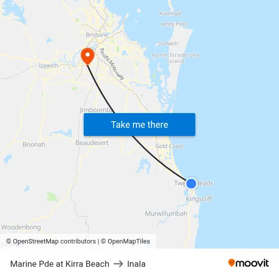 Marine Pde at Kirra Beach to Inala map
