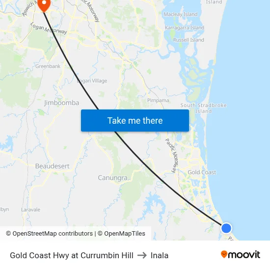 Gold Coast Hwy at Currumbin Hill to Inala map