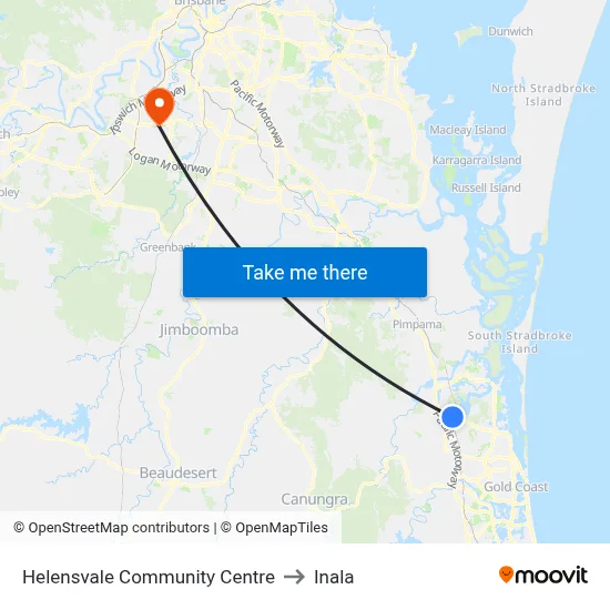 Helensvale Community Centre to Inala map