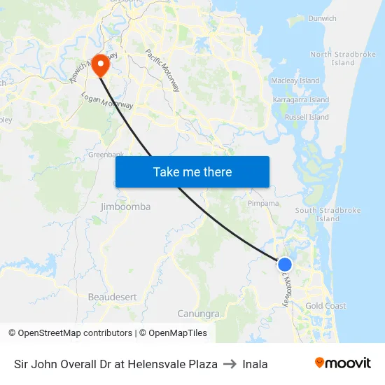 Sir John Overall Dr at Helensvale Plaza to Inala map