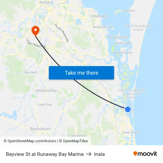 Bayview St at Runaway Bay Marina to Inala map