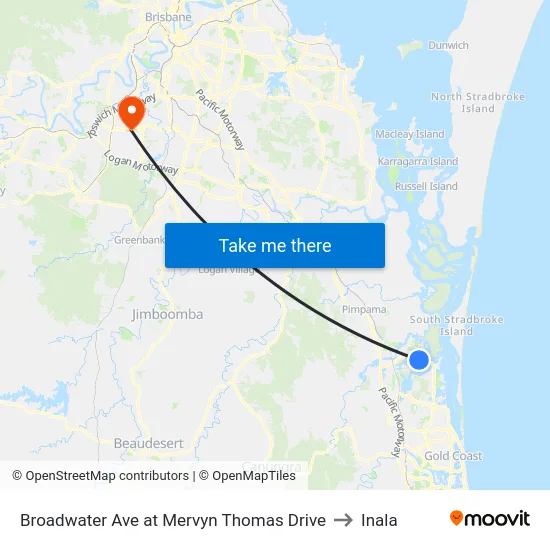 Broadwater Ave at Mervyn Thomas Drive to Inala map