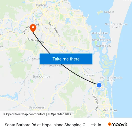 Santa Barbara Rd at Hope Island Shopping Centre to Inala map