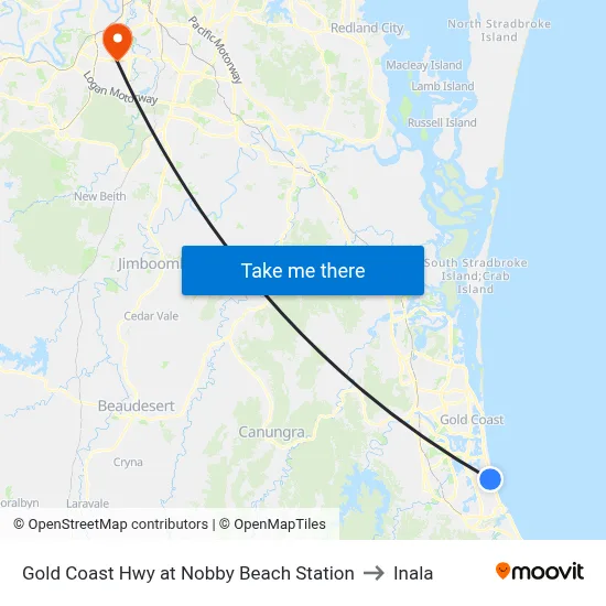 Gold Coast Hwy at Nobby Beach Station to Inala map