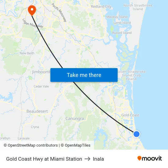 Gold Coast Hwy at Miami Station to Inala map