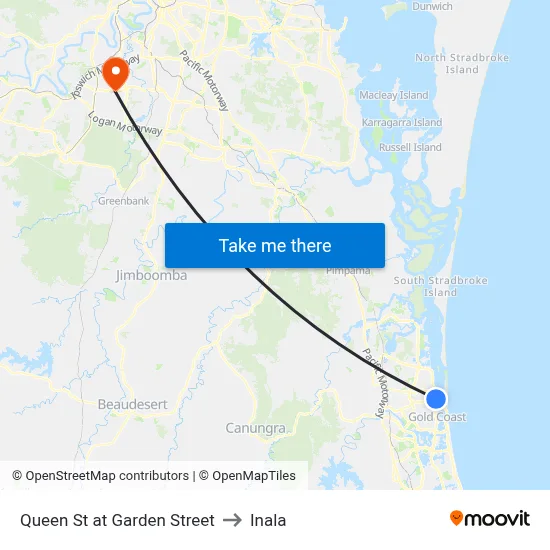 Queen St at Garden Street to Inala map