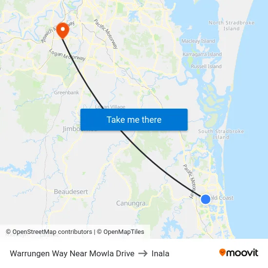 Warrungen Way Near Mowla Drive to Inala map