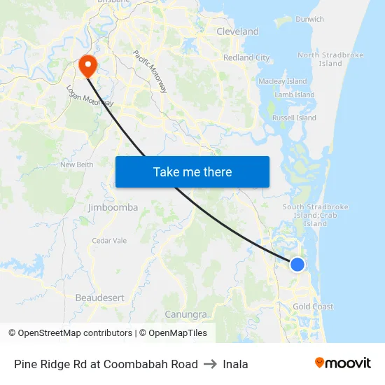 Pine Ridge Rd at Coombabah Road to Inala map