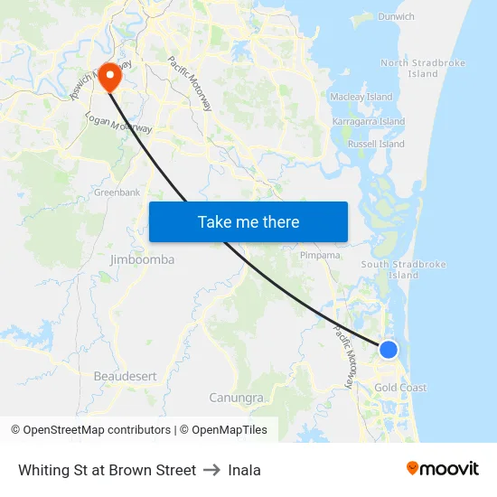 Whiting St at Brown Street to Inala map