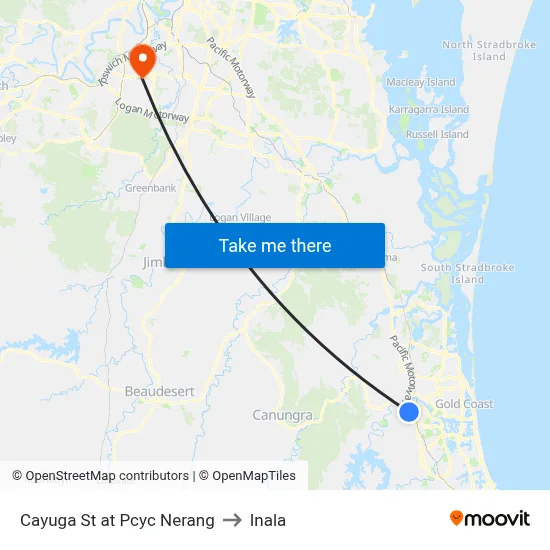 Cayuga St at Pcyc Nerang to Inala map