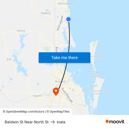 Baldwin St Near North St to Inala map