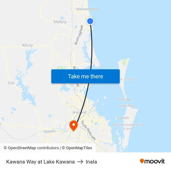 Kawana Way at Lake Kawana to Inala map