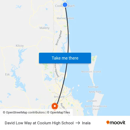 David Low Way at Coolum High School to Inala map