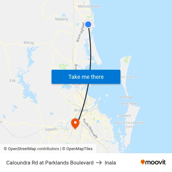 Caloundra Rd at Parklands Boulevard to Inala map