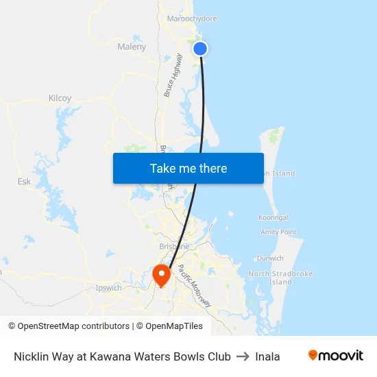 Nicklin Way at Kawana Waters Bowls Club to Inala map
