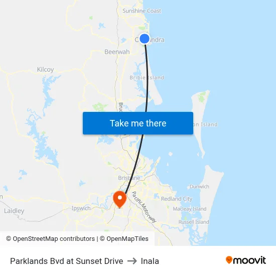 Parklands Bvd at Sunset Drive to Inala map