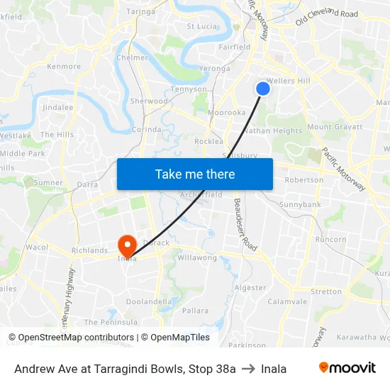 Andrew Ave at Tarragindi Bowls, Stop 38a to Inala map