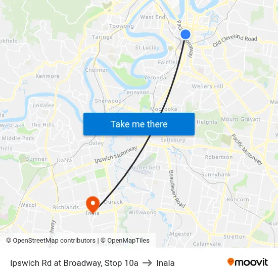 Ipswich Rd at Broadway, Stop 10a to Inala map