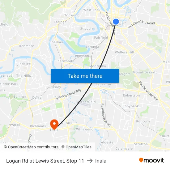 Logan Rd at Lewis Street, Stop 11 to Inala map