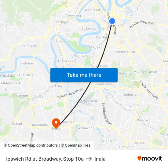Ipswich Rd at Broadway, Stop 10a to Inala map