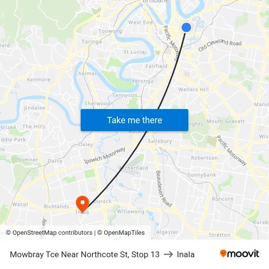 Mowbray Tce Near Northcote St, Stop 13 to Inala map