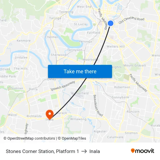 Stones Corner Station, Platform 1 to Inala map