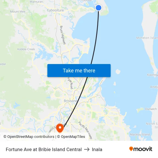 Fortune Ave at Bribie Island Central to Inala map