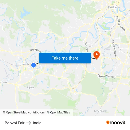 Booval Fair to Inala map