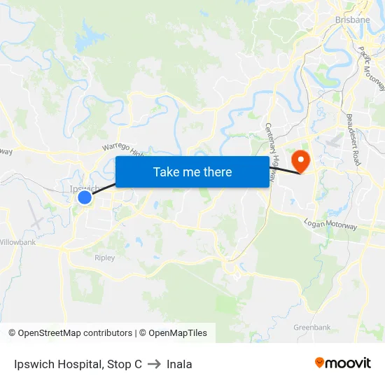 Ipswich Hospital, Stop C to Inala map