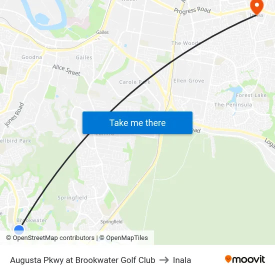 Augusta Pkwy at Brookwater Golf Club to Inala map
